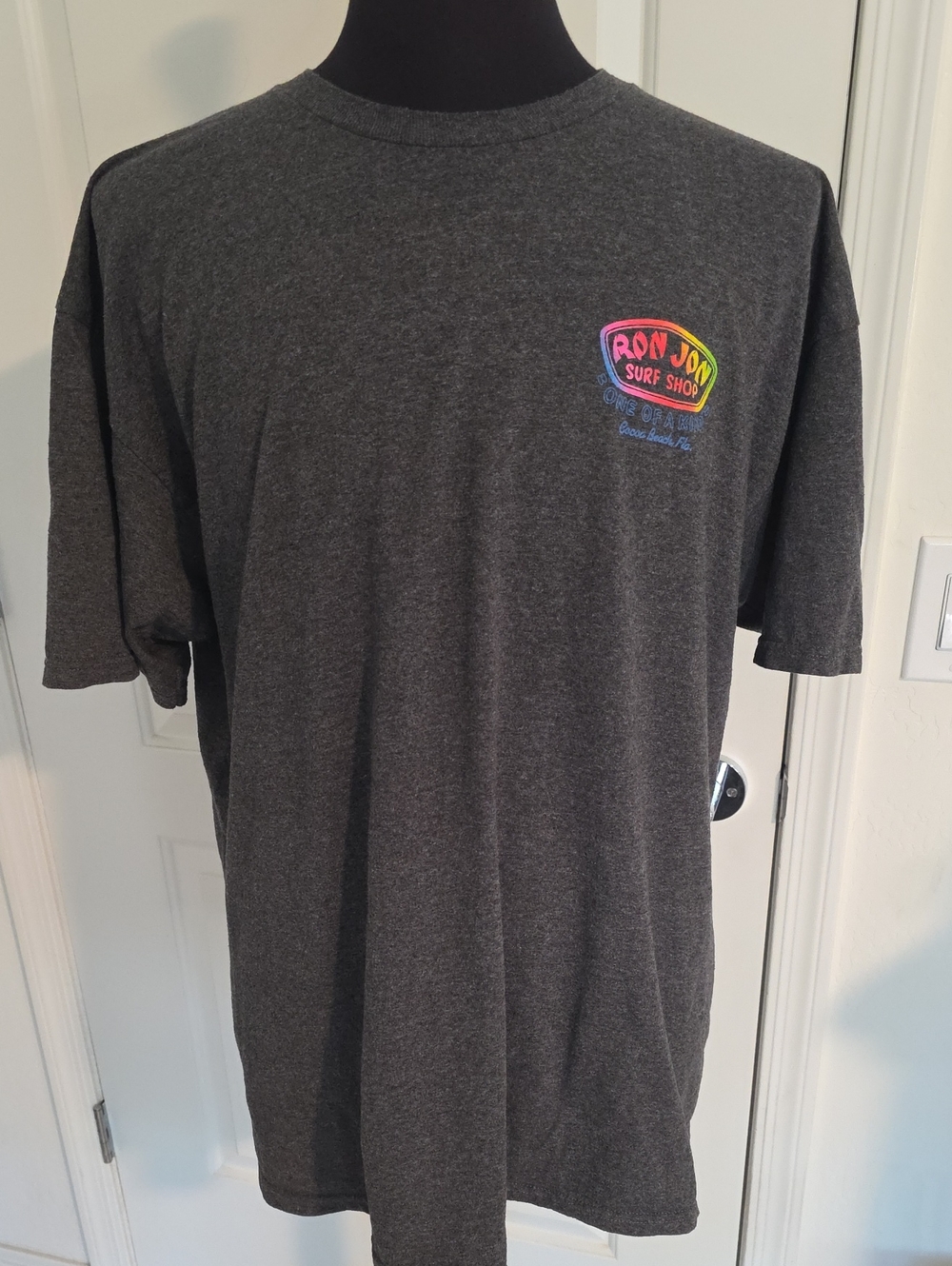 Ron Jon Charcoal Gray Short-Sleeve Tee with Neon Logo